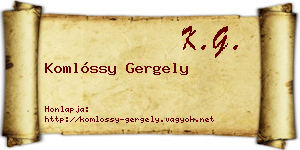 Komlóssy Gergely névjegykártya
