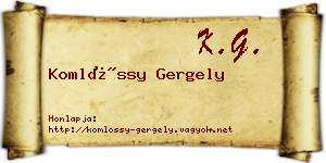 Komlóssy Gergely névjegykártya